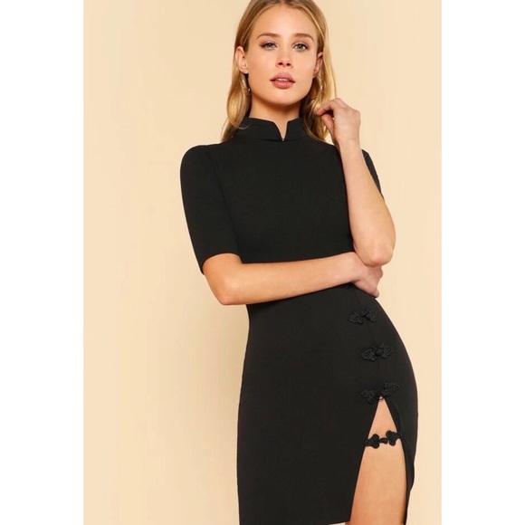 NWOT SHEIN Mandarin Collar Qipao Style Dress - Picture 2 of 5